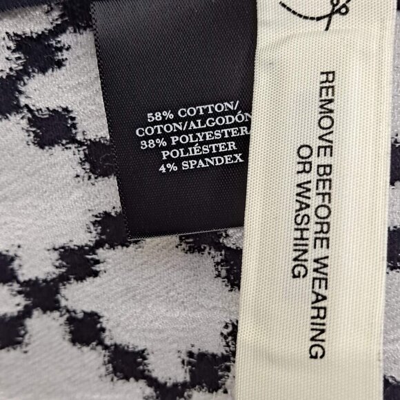 Ann Taylor Size 2P Black White Diamond Pattern Blazer Zip Front 2 Slip Pockets - Picture 10 of 12